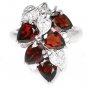 Ladies 5.13 carat Red Garnet Simulated Diamonds 14K Gold Solid Silver Dress Ring Valentines