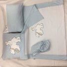 100% Cotton Jersey 4-Piece Baby Crib Bedding, Quilt Set-WHITE BEARS