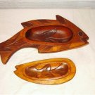 Wooden Hand Carved Fish Bowl