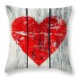 Love Symbol On Old Wooden Wall Throw Pillow 14" x 14" up to 26" x 26"