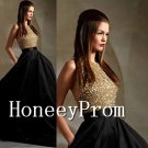 A-Line Gold Sequins Black Prom Dresses, Dresses for Prom