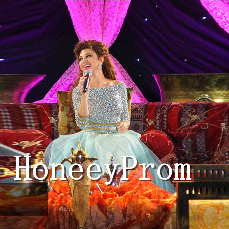Long Sleeve Crystal Beading Prom Dresses, Dresses for Prom
