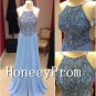 Spaghetti Straps A-Line Beaded Prom Dresses, Dresses for Prom