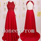 A-Line Red Beading Prom Dresses, Dresses for Prom