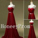 A-Line Silver Red Long Prom Dresses, Dresses for Prom