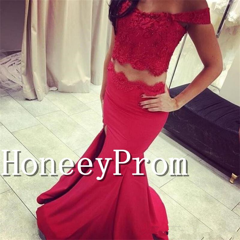 Off Shoulder Mermaid Red Prom Dresses, Dresses for Prom