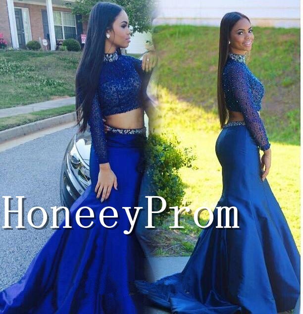 Long Sleeve High Neck Prom Dresses, Dresses for Prom