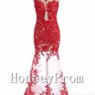 Sleeveless Mermaid Red Applique Prom Dresses, Dresses for Prom