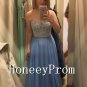 A-Line Long Chiffon Blue Prom Dresses, Dresses for Prom