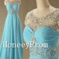 A-Line Cap Sleeve Beaded Prom Dresses, Dresses for Prom