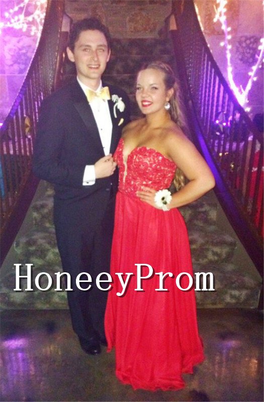 A-Line Strapless Red Prom Dresses, Dresses for Prom