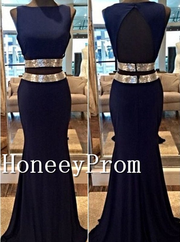 Two Piece Backless Mermaid Prom Dresses, Dresses for Prom