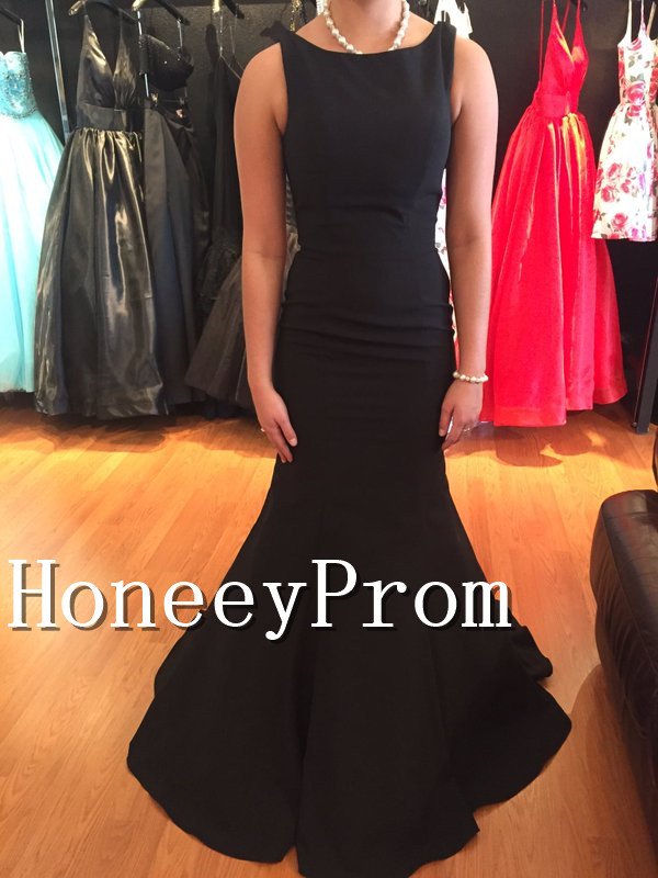 Sweep Train Black Mermaid Prom Dresses, Dresses for Prom