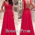 Backless Sleeveless Red Prom Dresses, Dresses for Prom