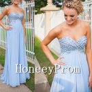 A-Line Beading Blue Prom Dresses, Dresses for Prom
