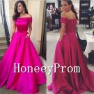 Off Shoulder Hot Pink Prom Dresses, Dresses for Prom