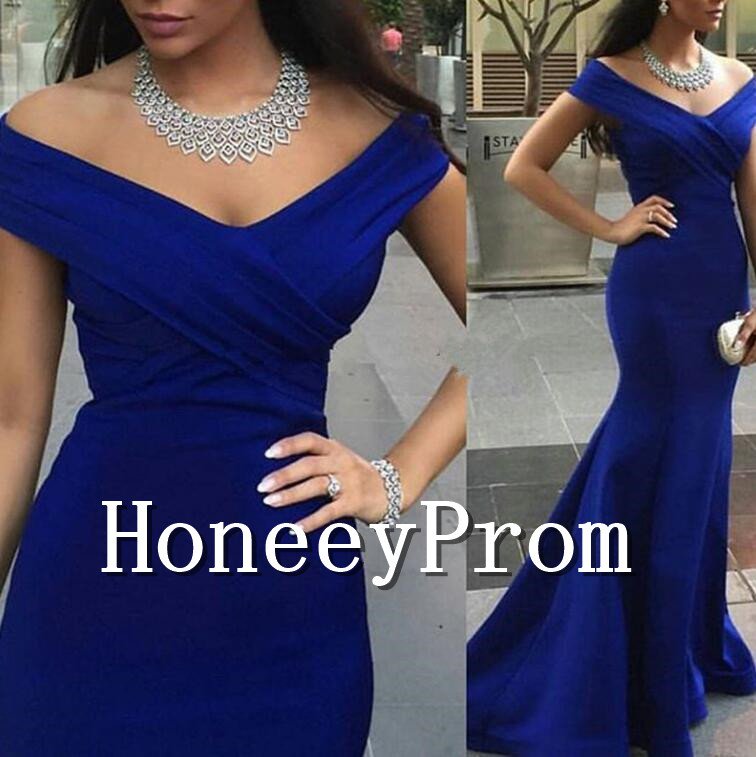 Off Shoulder Royal Blue Prom Dresses, Dresses for Prom