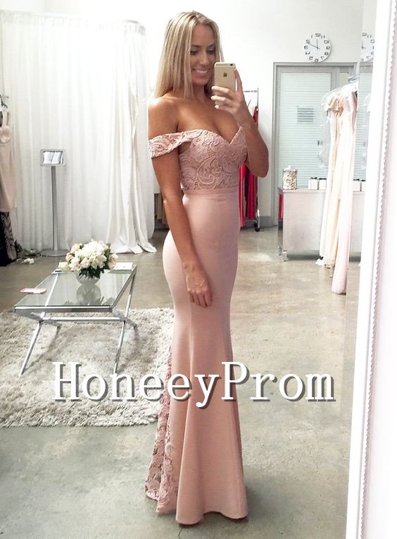 Off Shouler Pink Sheath Prom Dresses, Dresses for Prom