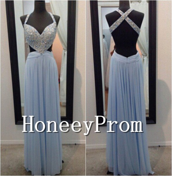 A-Line Cross Back Prom Dresses, Dresses for Prom