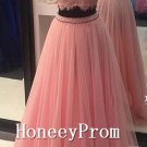 Two Piece Lace Tulle Prom Dresses, Dresses for Prom