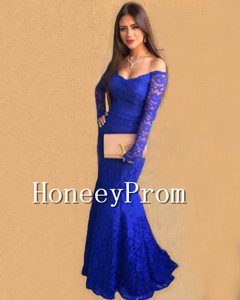 Royal Blue Off Shoulder Prom Dresses, Dresses for Prom