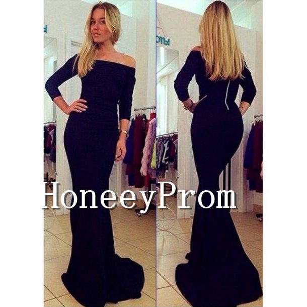 Off Shoulder Black Mermaid Prom Dresses, Dresses for Prom