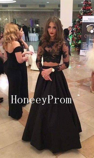 A-Line Two Piece Prom Dresses, Dresses for Prom