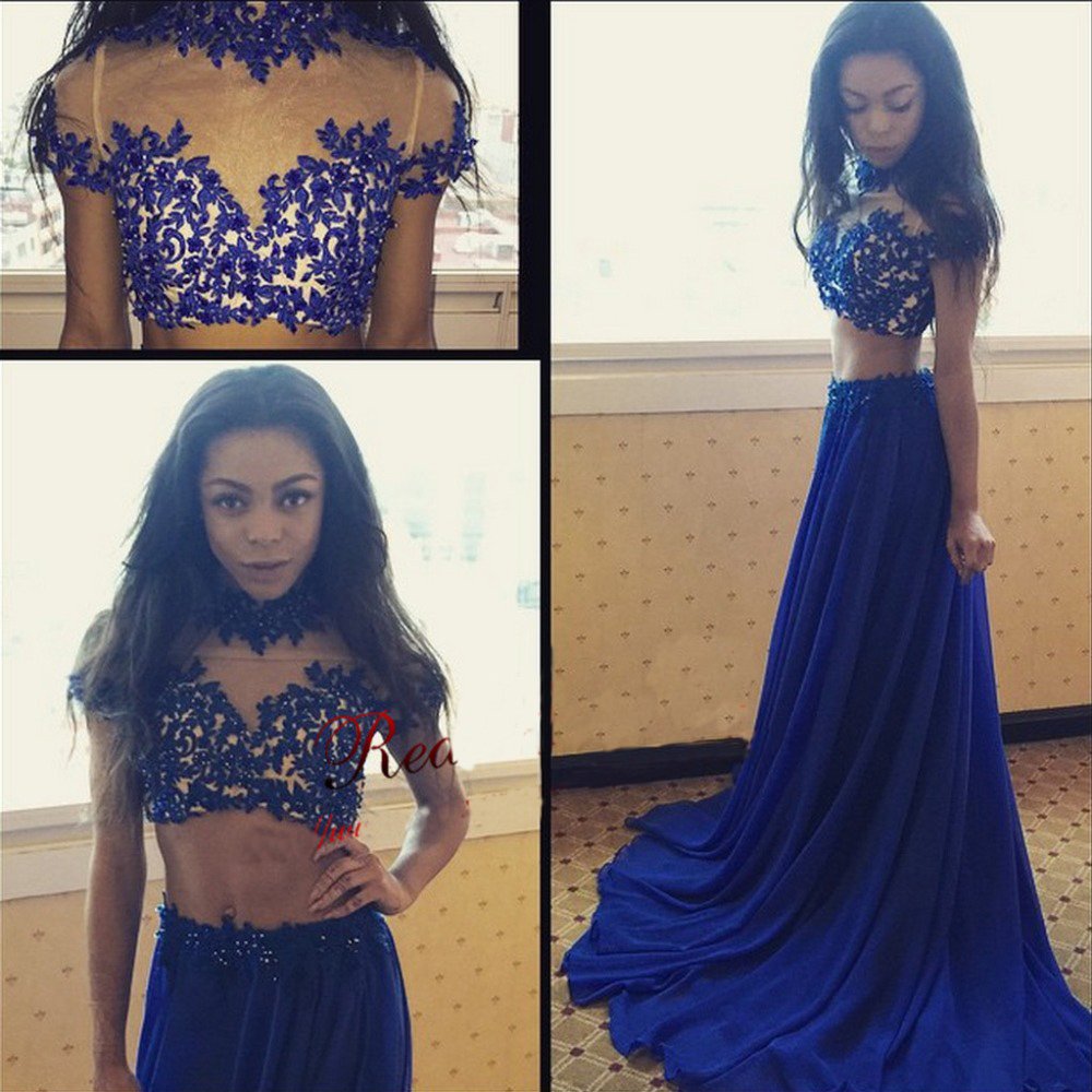 High Neck Short Sleeve Prom Dresses, Dresses for Prom