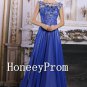 Sheer Neck Royal Blue Prom Dresses, Dresses for Prom