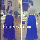 Sleeveless Beading Royal Blue Prom Dresses, Dresses for Prom