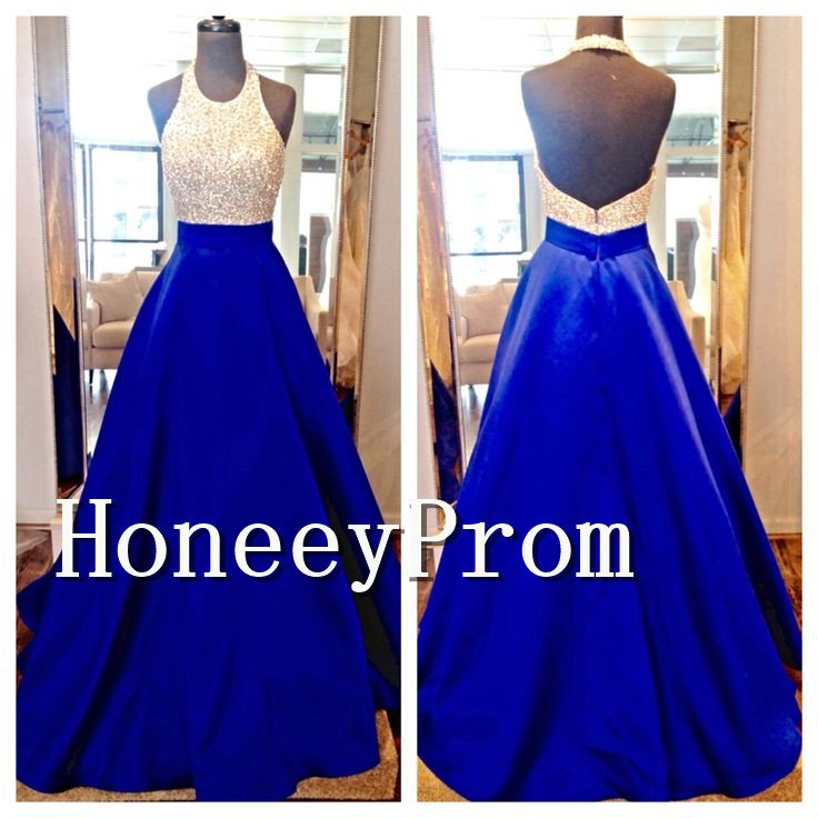Halter Backless A-Line Prom Dresses, Dresses for Prom