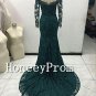Long Sleeve Green Lace Prom Dresses, Dresses for Prom
