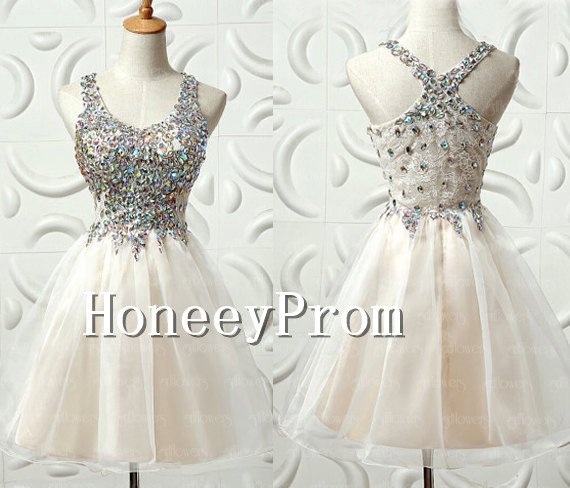 Straps Beading  Short Mini Prom Dresses, Dresses for Prom
