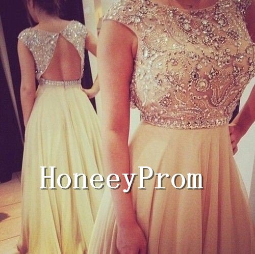 A-Line Backless Beading Prom Dresses, Dresses for Prom