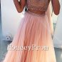 Two Piece Pink Beading Prom Dresses, Dresses for Prom