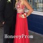 Two Piece Red Beading Prom Dresses, Dresses for Prom