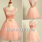 Short Sleeveless Lace Tulle Prom Dresses, Dresses for Prom