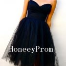 Knee Length Black Tulle Prom Dresses, Dresses for Prom