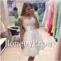 Short Lace Beading White Prom Dresses, Dresses for Prom