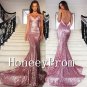 Spaghetti Straps Backless Sequined Prom Dresses, Dresses for Prom