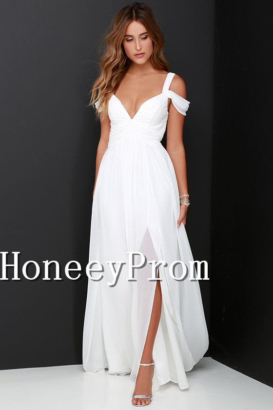 Off Shoulder Chiffon Long Prom Dresses, Dresses for Prom
