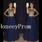 High Neck Beading Long Prom Dresses, Dresses for Prom