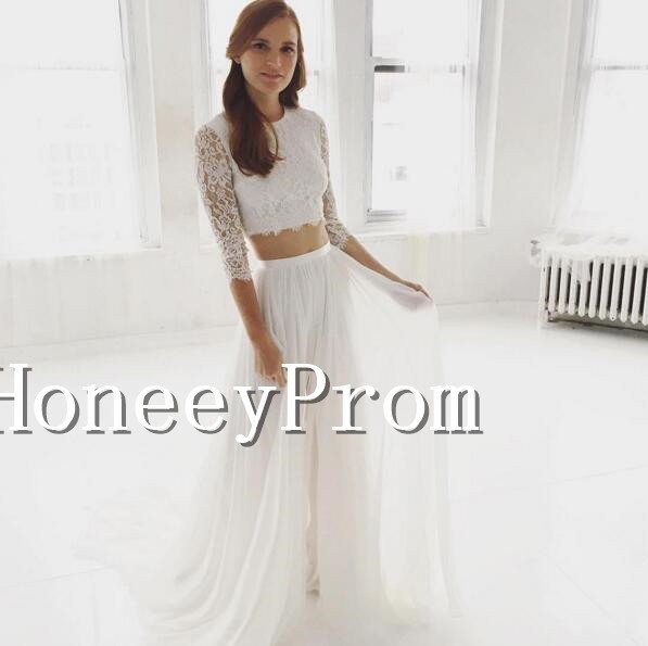 Long Sleeve Two Piece Prom Dresses, Dresses for Prom