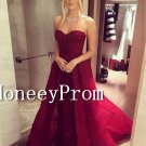Sweetheart Brgundy Beading Long Prom Dresses, Dresses for Prom