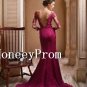 Long Sleeve Lace Satin Prom Dresses, Dresses for Prom