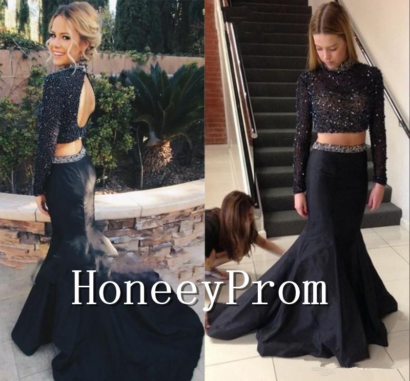 Two Piece Floor Length Prom Dresses, Dresses for Prom
