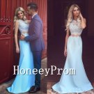 Two Piece Lace Satin Prom Dresses, Dresses for Prom