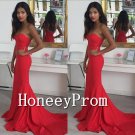 Floor Length Red Mermaid Prom Dresses, Dresses for Prom
