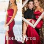 Red Satin Two Piece Prom Dresses, Dresses for Prom