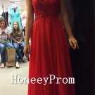 Backless Sleeveless Applique Long Prom Dresses, Dresses for Prom